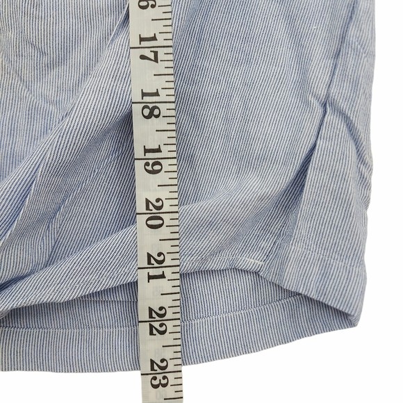 Madewell Blouse Womens Medium Striped Tie Front Back Button Short Sleeve Preppy - Picture 8 of 11